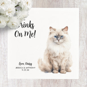 Serviette En Papier Cat Mariage Cocktail Napkins