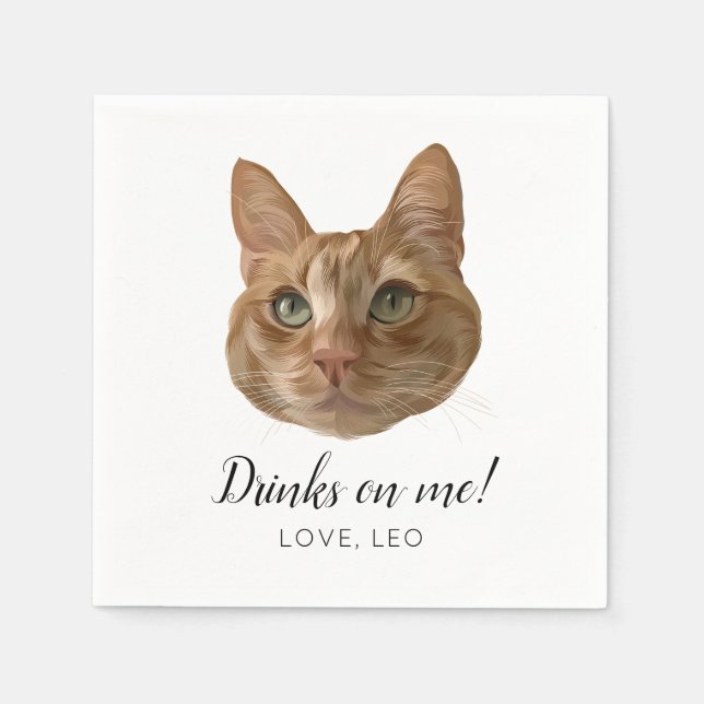 Serviette En Papier Cat Mariage Cocktail sur mesure Serviettes Boisson (Devant)