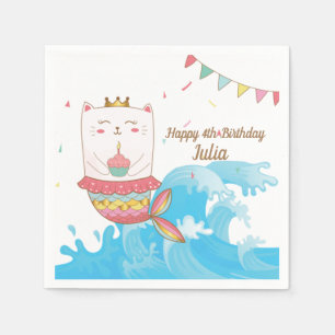 Serviette En Papier Cat mermaid