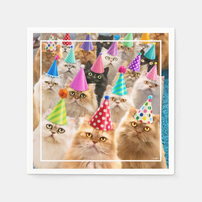 Serviette En Papier Cat Party (Devant)