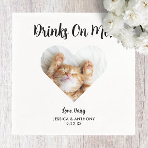 Serviette En Papier Cat Photo Mariage Cocktail Napkins