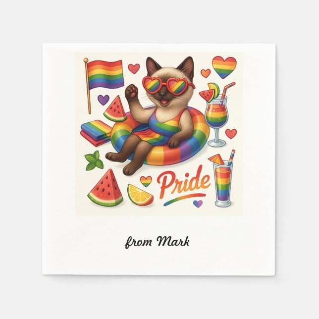 Serviette En Papier Cat Pride Paws Pride d'inspiration chat LGBTQ (Devant)
