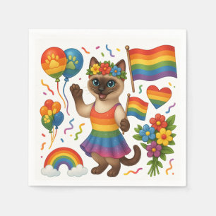 Serviette En Papier Cat Pride Paws Pride d'inspiration chat LGBTQ