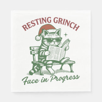 Serviette En Papier Cat Resting Grinch Face in Progress Holiday