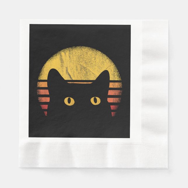 Serviette En Papier Cat Retro Vintage (Devant)