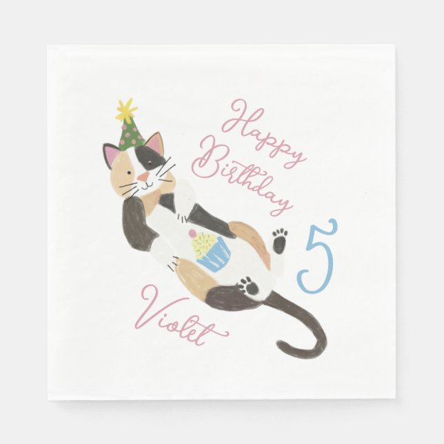 Serviette En Papier Cat Tastic Purrfect Anniversaire Fête Personnalisé (Devant)