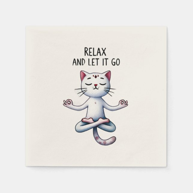 Serviette En Papier Cat Yoga Pose - Relax et Let It Go (Devant)