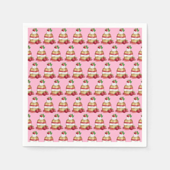 Serviette En Papier Câteau de pâtisserie aux fraises Dessert Fraises (Devant)