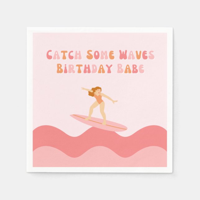 Serviette En Papier Cath Quelques Vagues Anniversaire Babe Napkins (Devant)