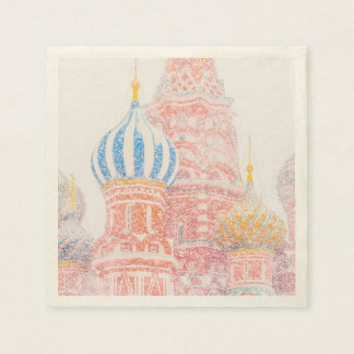 Serviette En Papier Cathédrale Saint-Basile en tempête de neige