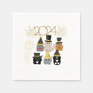 Serviette En Papier Cats mignons Fête du Nouvel An
