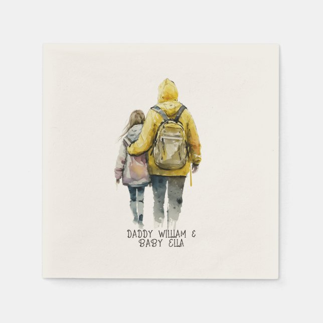 Serviette En Papier Caution père et fille (2) (Devant)