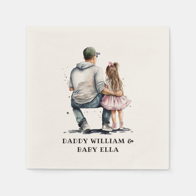 Serviette En Papier Caution père et fille noire (12) (Devant)