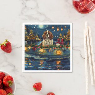 Serviette En Papier Cavalier King Charles Noël Festive Voyage