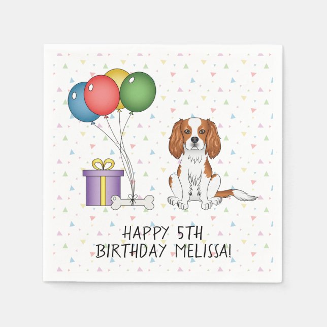 Serviette En Papier Cavalier King Charles Spaniel Blenheim - Anniversa (Devant)