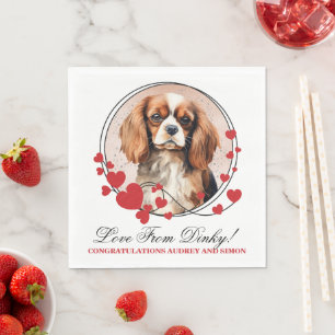Serviette En Papier Cavalier King Charles Spaniel Red Heart Frame