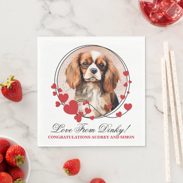 Serviette En Papier Cavalier King Charles Spaniel Red Heart Frame (En situation)
