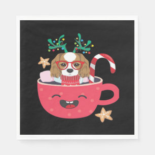 Serviette En Papier Cavalier King Charles Spaniel Teacup Noël Vacances