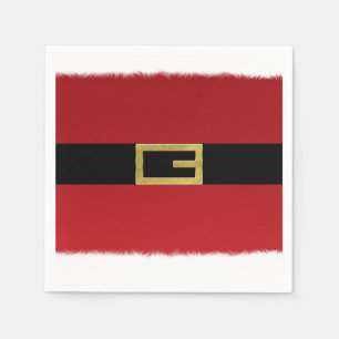 Serviette En Papier Ceinture rouge Père Noël & Noël fourrure blanche