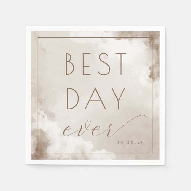 Serviette En Papier Célébration aquarelle beige chaud (Devant)