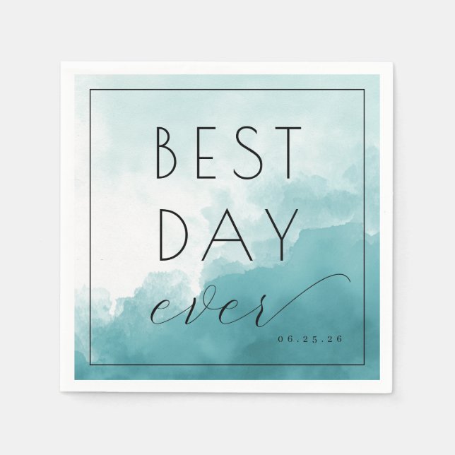 Serviette En Papier Célébration aquarelle sarcelle joyeuse (Devant)