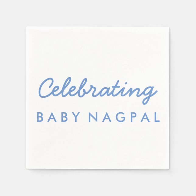 Serviette En Papier Célébration Baby Blue et White Cocktail Napkin (Devant)