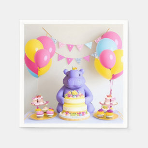 Serviette En Papier Célébration Colorée avec un Hippopotame Adorable