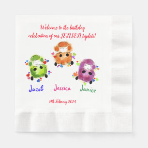 Serviette En Papier Célébration d'anniversaire de triplets