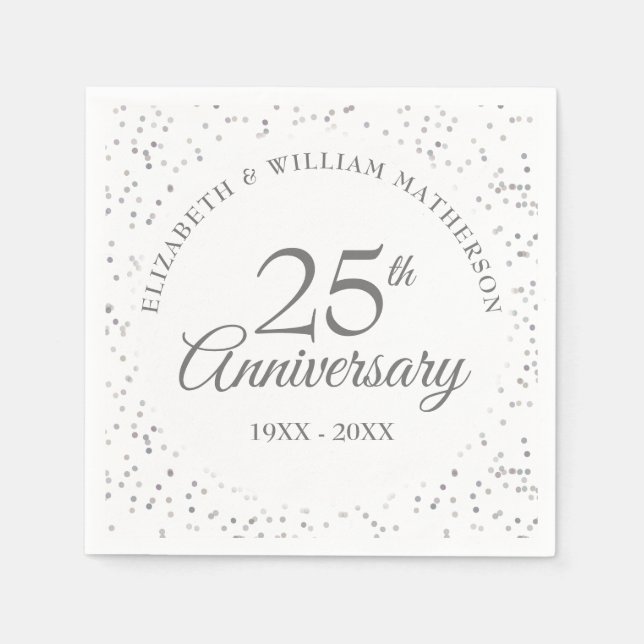 Serviette En Papier Célébration d'argent pour le 25e anniversaire (Devant)