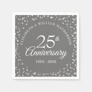 Serviette En Papier Célébration de 25 ans de mariage - Confettis coeur