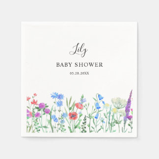 Serviette En Papier Célébration de Baby Shower Fleur Sauvage Multicolo
