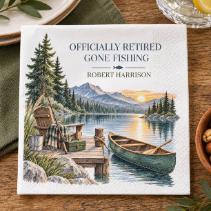 Serviette En Papier Célébration de fête de retraite de pêche au lac él