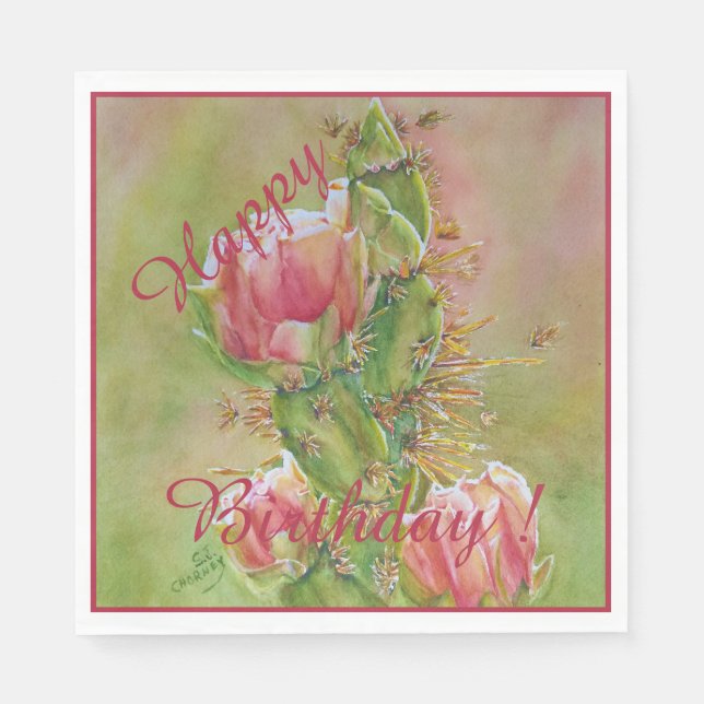 Serviette En Papier Célébration de fête joyeuse Fleurs du désert (Devant)