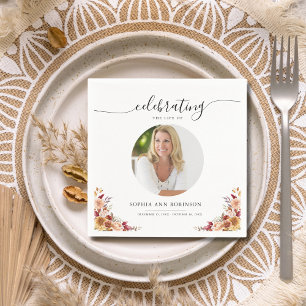 Serviette En Papier Célébration de la vie Floral Memorial Funeral Phot