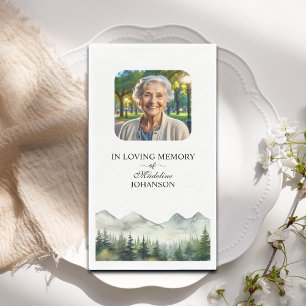 Serviette En Papier Célébration de la vie funéraire Montagnes et Arbre