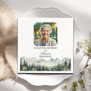 Serviette En Papier Célébration de la vie funéraire Montagnes et Arbre