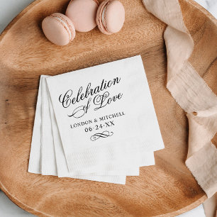 Serviette En Papier Célébration de l'amour Mariage noir Monogramme