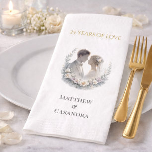 Serviette En Papier Célébration de l'anniversaire de mariage de 25 ans