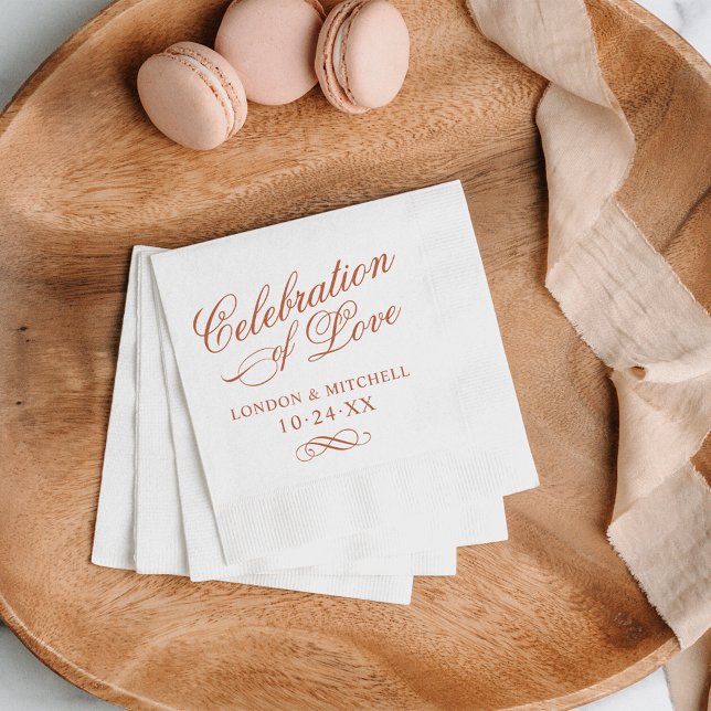 Serviette En Papier Célébration de Love Terracotta Mariage Monogramme (Créateur téléchargé)