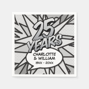 Serviette En Papier Célébration de mariage d'argent de 25 ans Pop Art