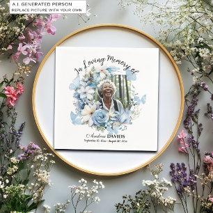 Serviette En Papier Célébration De Vie 1 Photo Guirlande Bleue Florale