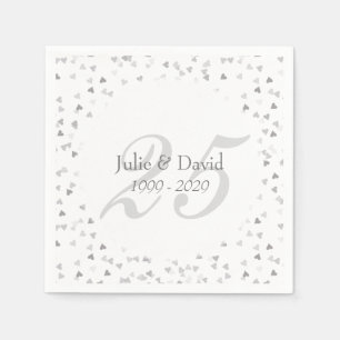 Serviette En Papier Célébration des 25 ans de mariage - Confettis de c
