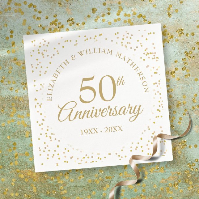 Serviette En Papier Célébration d'or de 50 ans (50th Wedding Anniversary Gold Dust Napkins)