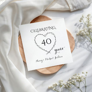 Serviette En Papier Célébration d'un 40e anniversaire de mariage avec