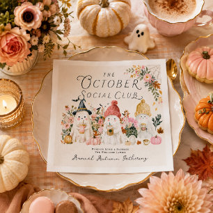 Serviette En Papier Célébration Florale Fantomatique du Café Automnal