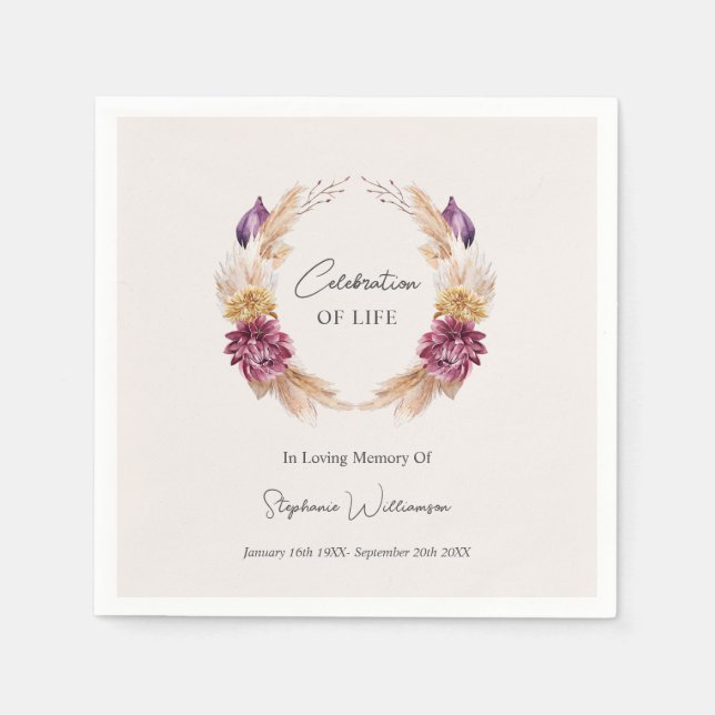 Serviette En Papier Celebration of Life Fall Floral Wreath (Devant)