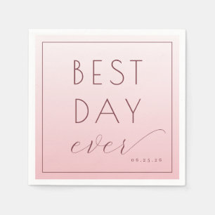 Serviette En Papier Célébration Rose Minimaliste Meilleure Journée