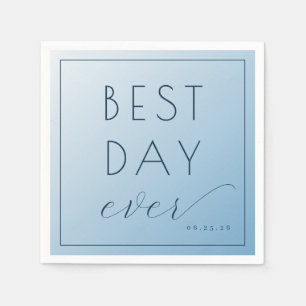 Serviette En Papier Célébration Typographique Bleue Joyeuse