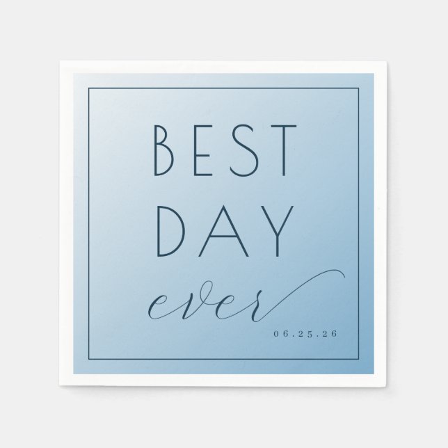Serviette En Papier Célébration Typographique Bleue Joyeuse (Devant)