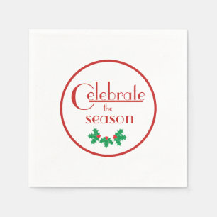Serviette En Papier Célébrez la saison  Rouge et blanc
